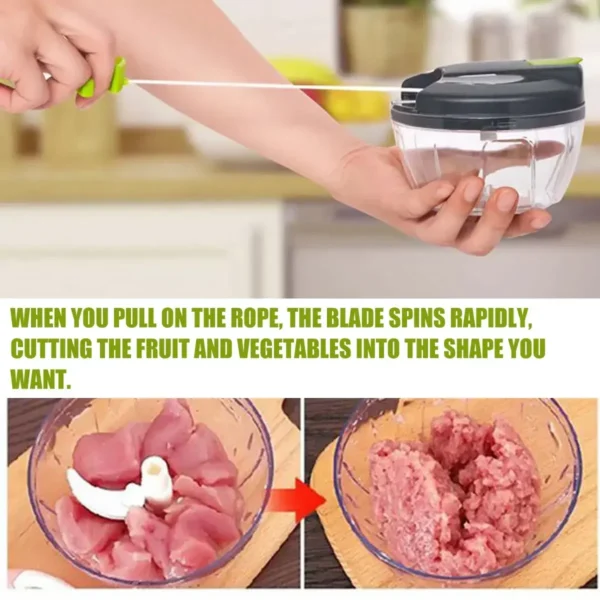 520ml Manual Food Chopper Hand Pull String Vegetable Cutter Onions Garlic Chopper Portable Food Mincer for Garlic Ginger Fruits