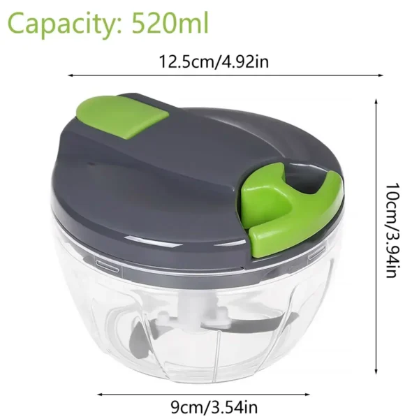 520ml Manual Food Chopper Hand Pull String Vegetable Cutter Onions Garlic Chopper Portable Food Mincer for Garlic Ginger Fruits