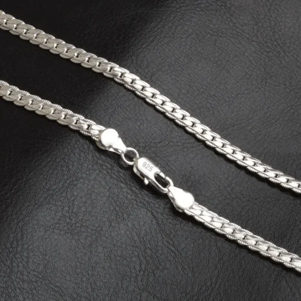 925 Sterling Silver 6mm Side Chain 8/18/20/22/24 Inch Necklace for Woman Men Fashion Wedding Engagement Jewelry Gift