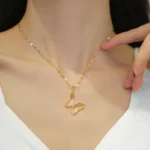 New Trendy Luxury Zircon Butterfly Pendant Necklace For Women Stainless Steel Clavicle Chain Female Party Temperament Jewelry